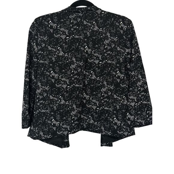 ELEMENTS Black White Lace Blazer Small Open Front Asymmetrical Hem EUC - Picture 2 of 3
